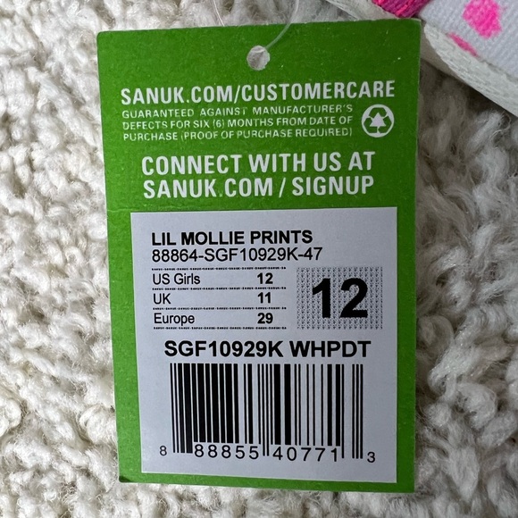 Girls size 12 Sanuk Lil Mollie Prints Slip on Shoes NWT - Picture 9 of 11